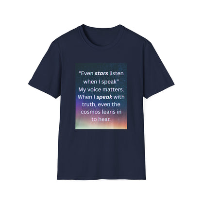 Cosmic Inspiration T-Shirt – Unisex Softstyle Tee for Thoughtful Souls, Spiritual & Motivational Galaxy Gift
