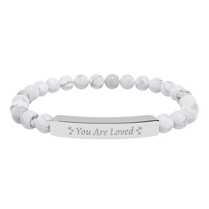 You Are Loved Natural Stone Bar Bracelet – Genuine Gemstone Stretch Jewelry Gift