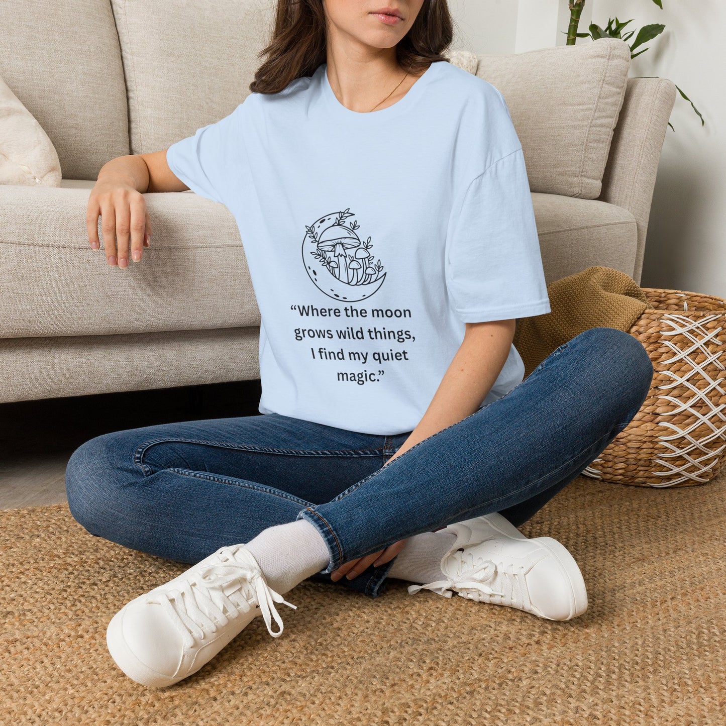 "Where the Moon Grows Wild Things" — Unisex Softstyle Tee (Black Print)