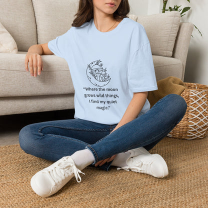 "Where the Moon Grows Wild Things" — Unisex Softstyle Tee (Black Print)