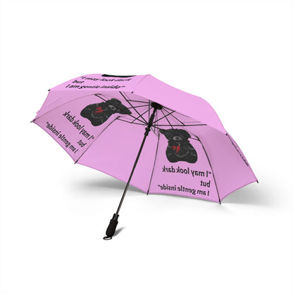“Gentle Inside” Gothic Teddy Bear — Pink Semi‑Automatic Foldable Umbrella