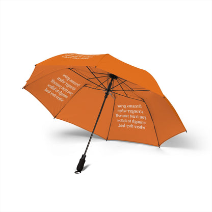 "Dreams Grow Stronger" — Orange Semi-Automatic Foldable Umbrella