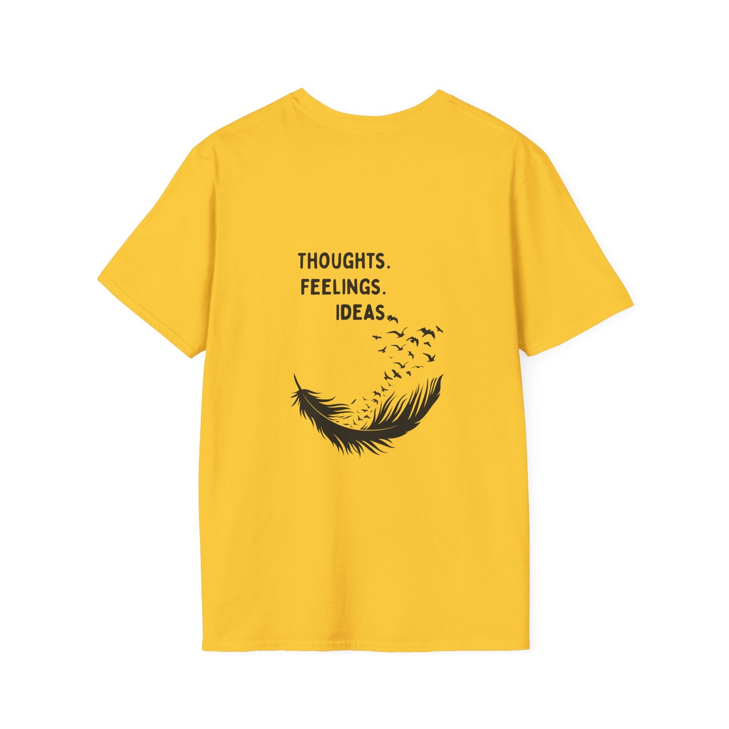"Thoughts. Feelings. Ideas." — Unisex Softstyle T‑Shirt (Black Print)