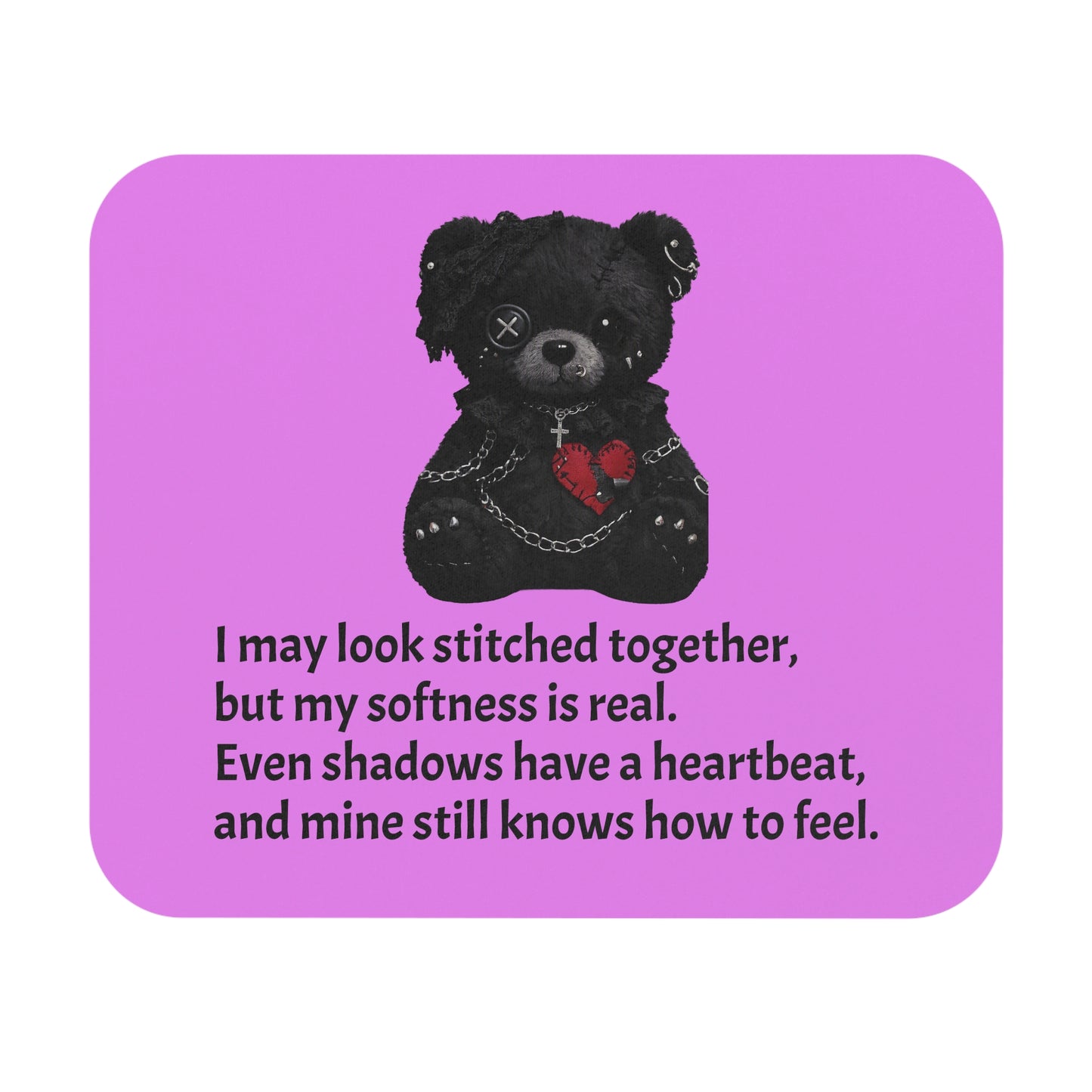 Stitched Softness — A Mouse Pad for Gentle Strength Pink