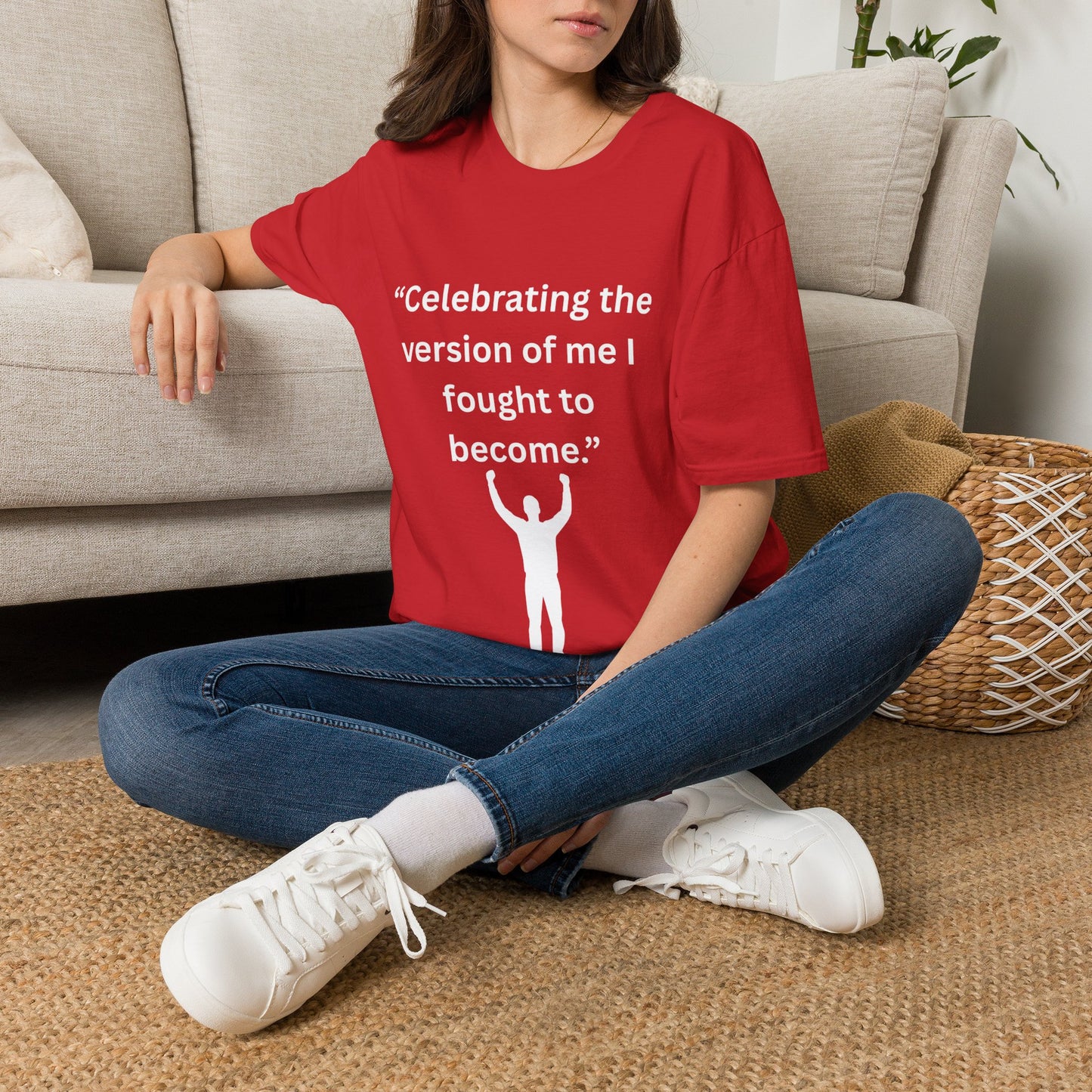 "Celebrating The Version of Me" — Empowered Man Unisex Softstyle Tee (White Print)