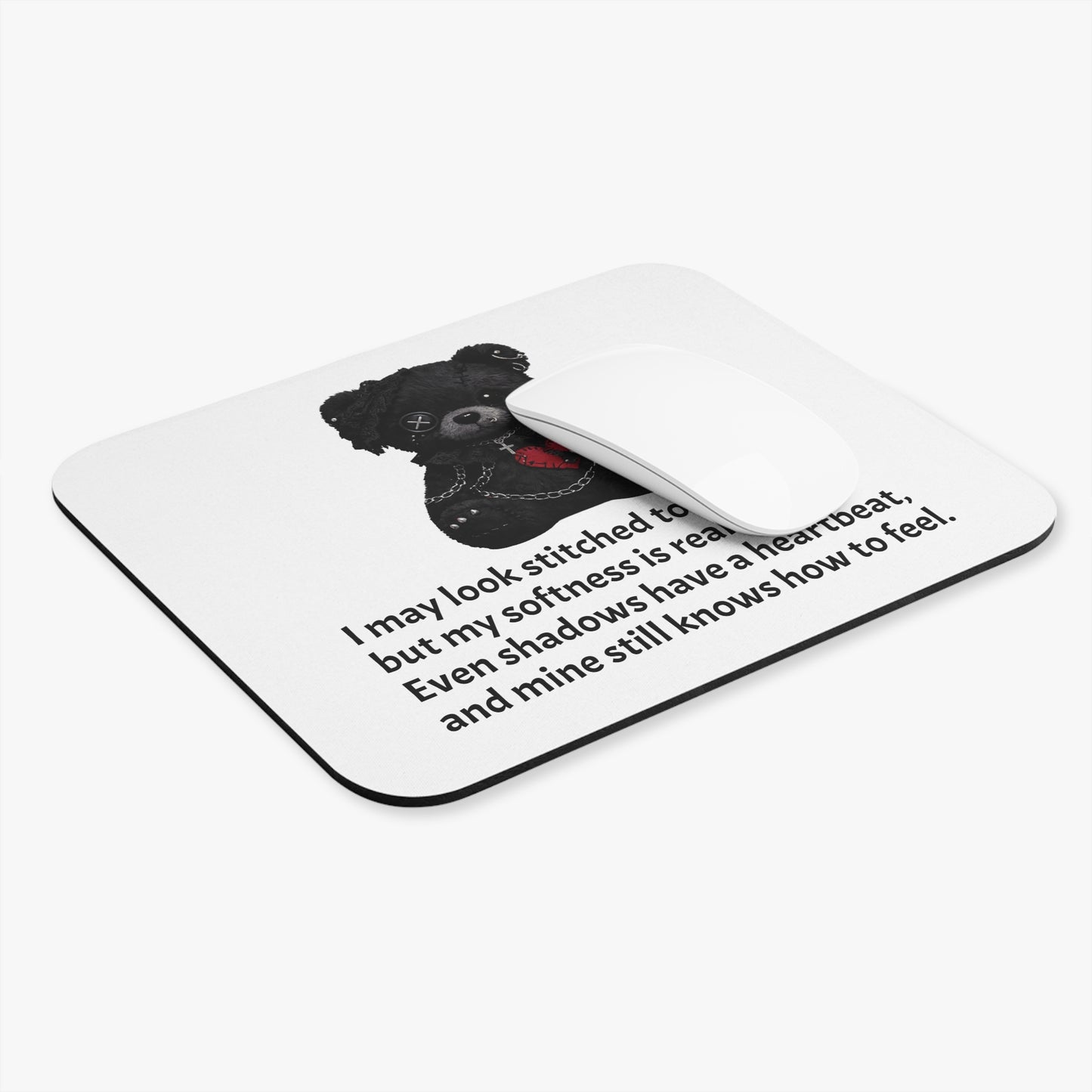 Stitched Softness — A Mouse Pad for Gentle Strength White