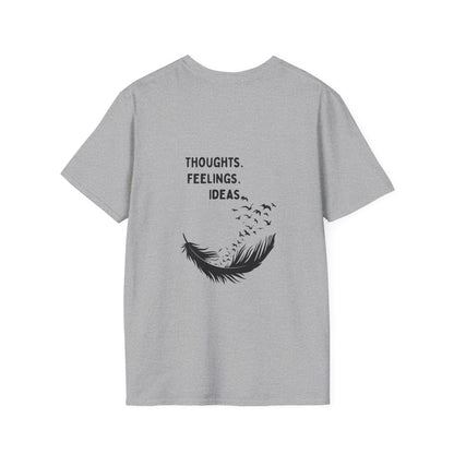 "Thoughts. Feelings. Ideas." — Unisex Softstyle T‑Shirt (Black Print)