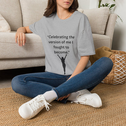 "Celebrating The Version of Me" — Empowered Woman Unisex Softstyle Tee (Black Print)