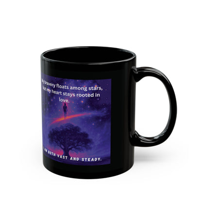 Inspirational Night Sky Mug My Bravery Floats Among Stars Heart Rooted in Love