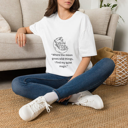 "Where the Moon Grows Wild Things" — Unisex Softstyle Tee (Black Print)