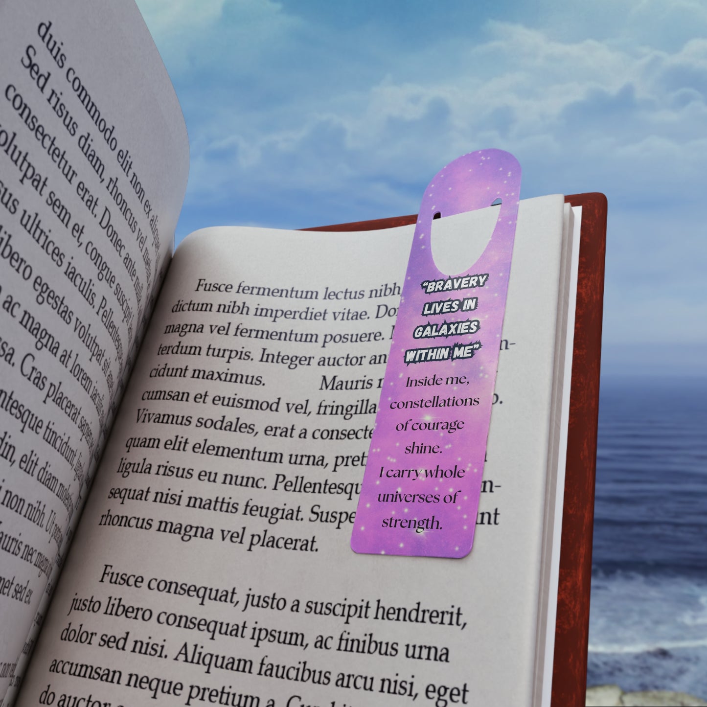 Inspirational Galaxy Bookmark - "Bravery Lives in Galaxies Within Me"