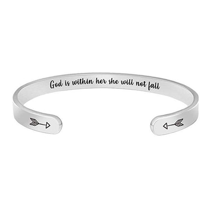 Motivational C-Shaped Titanium Steel Bracelet