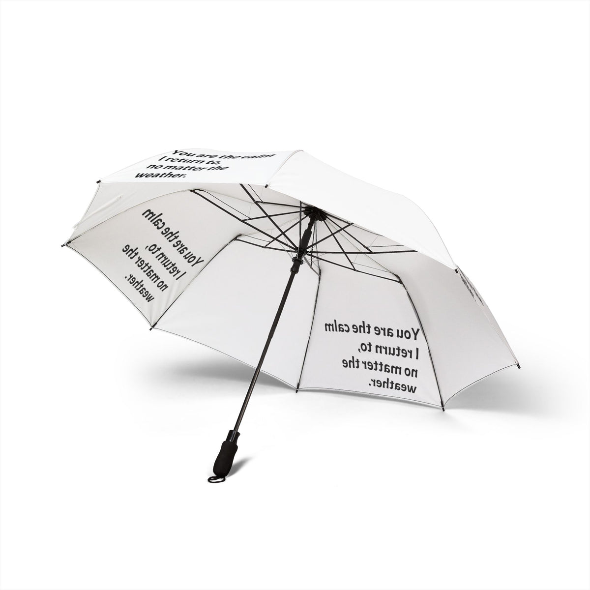 "You Are The Calm I Return To" — White Semi-Automatic Foldable Umbrella