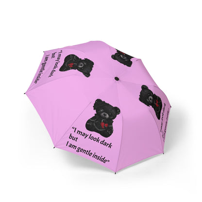 “Gentle Inside” Gothic Teddy Bear — Pink Semi‑Automatic Foldable Umbrella