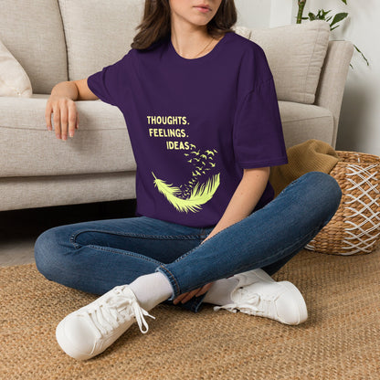 "Thoughts. Feelings. Ideas." — Unisex Softstyle T‑Shirt (Yellow Print)