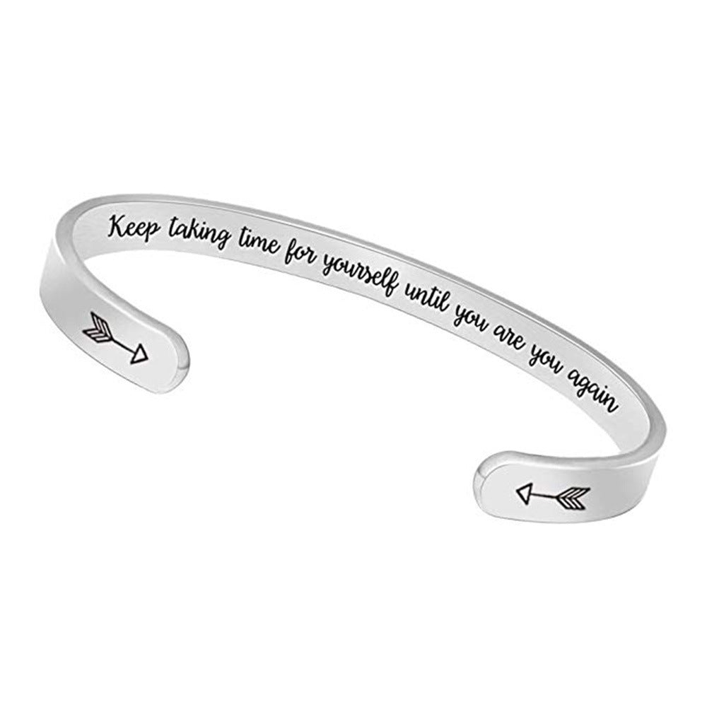 Motivational C-Shaped Titanium Steel Bracelet