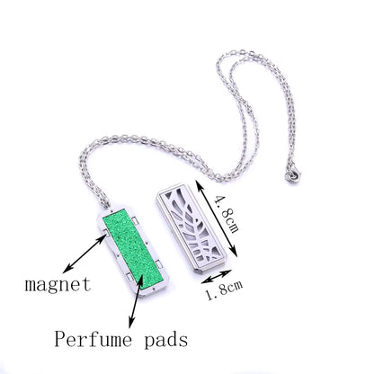 Square Aroma Locket Necklace Magnetic Stainless Steel Aromatherapy Essential Oil Diffuser Perfume Locket Pendant Jewelry