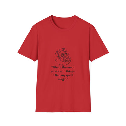 "Where the Moon Grows Wild Things" — Unisex Softstyle Tee (Black Print)