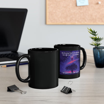 Inspirational Night Sky Mug My Bravery Floats Among Stars Heart Rooted in Love
