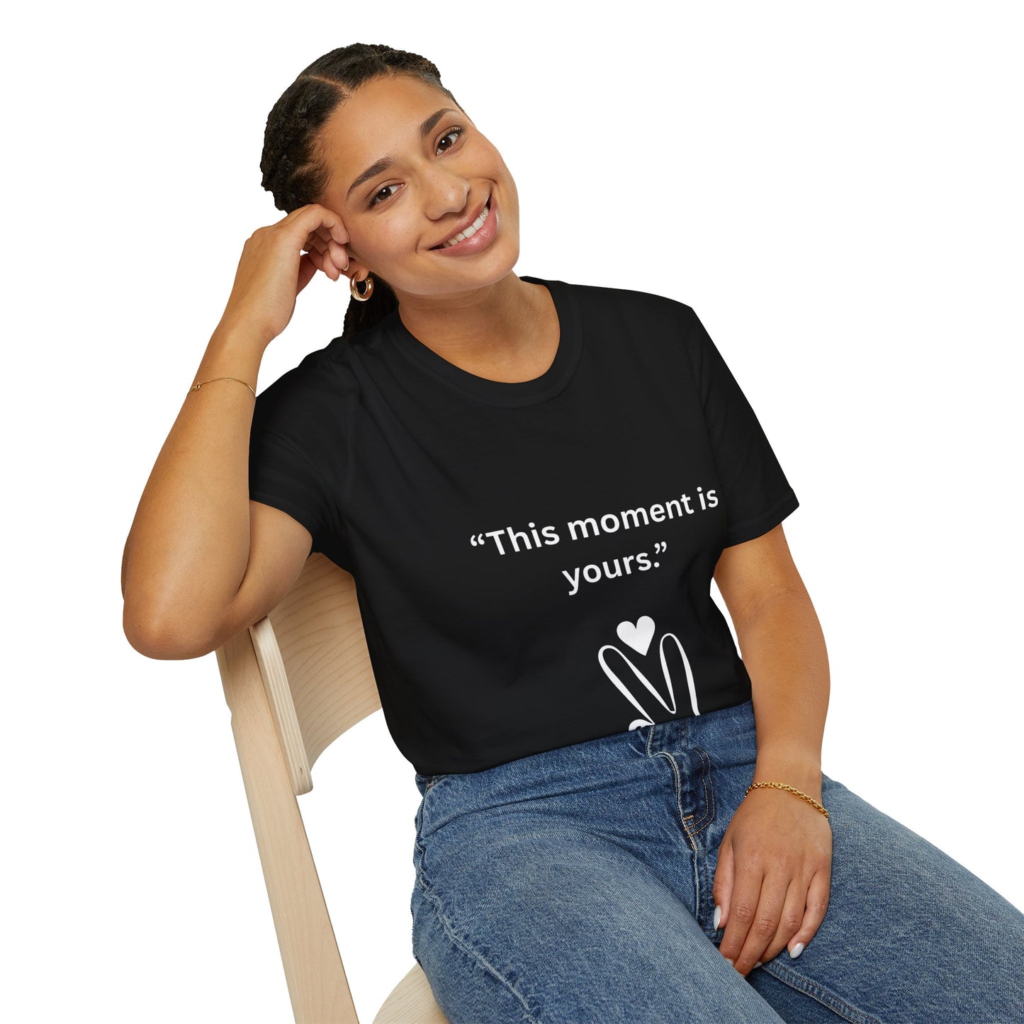 "This Moment Is Yours" — Peace & Heart Unisex Softstyle Tee (White Print)