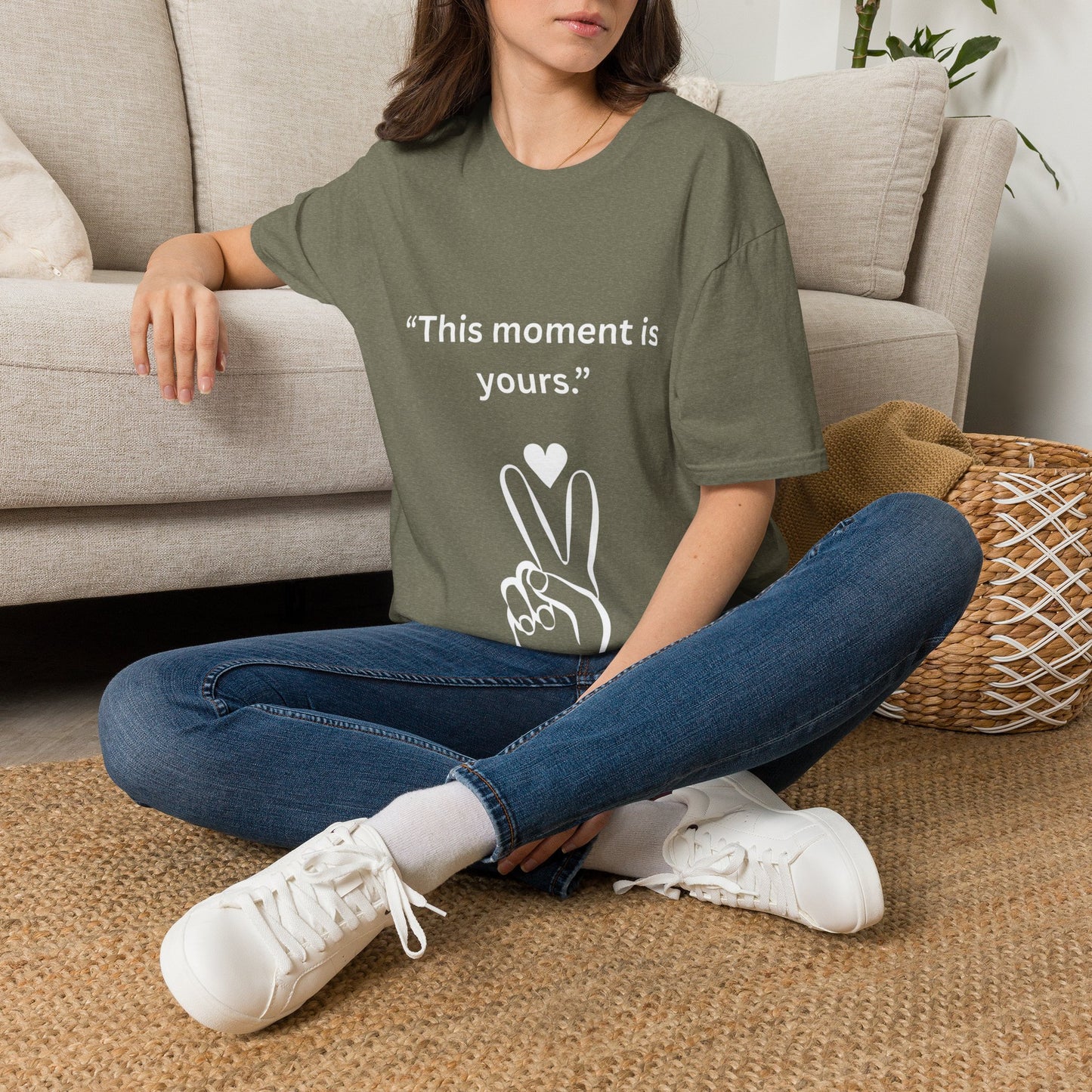 "This Moment Is Yours" — Peace & Heart Unisex Softstyle Tee (White Print)