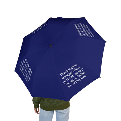 "Dreams Grow Stronger" — Navy Blue Semi-Automatic Foldable Umbrella