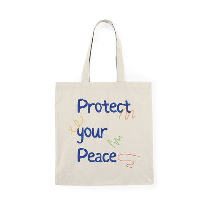 Protect Your Peace Natural Tote Bag – Eco-Friendly, Inspirational Cotton Canvas
