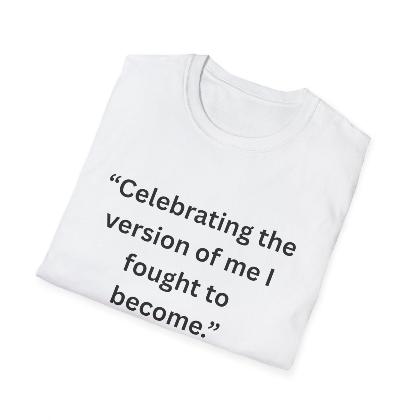 "Celebrating The Version of Me" — Self-Love Heart Unisex Softstyle Tee