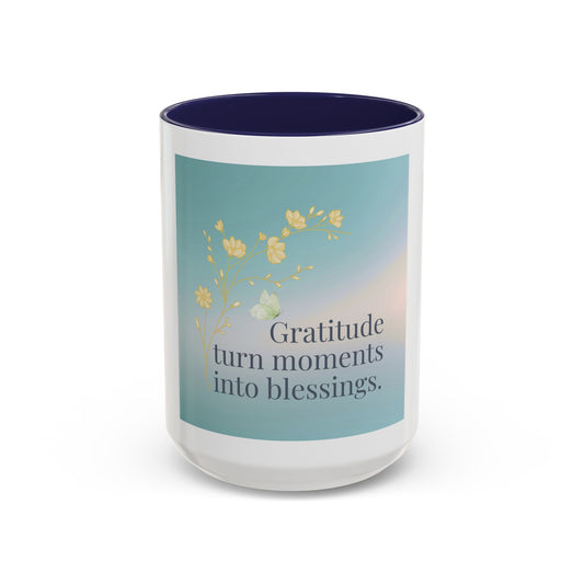 Gratitude Coffee Mug 15oz – Inspirational Accent Mug for Morning Rituals & Positive Energy