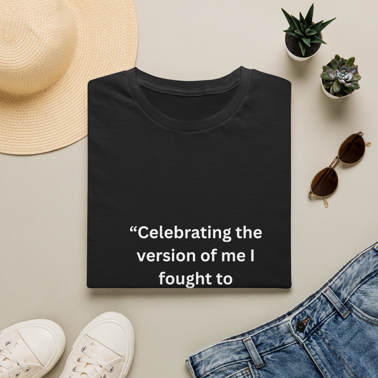 "Celebrating The Version of Me" — Empowered Woman Unisex Softstyle Tee (White Print)