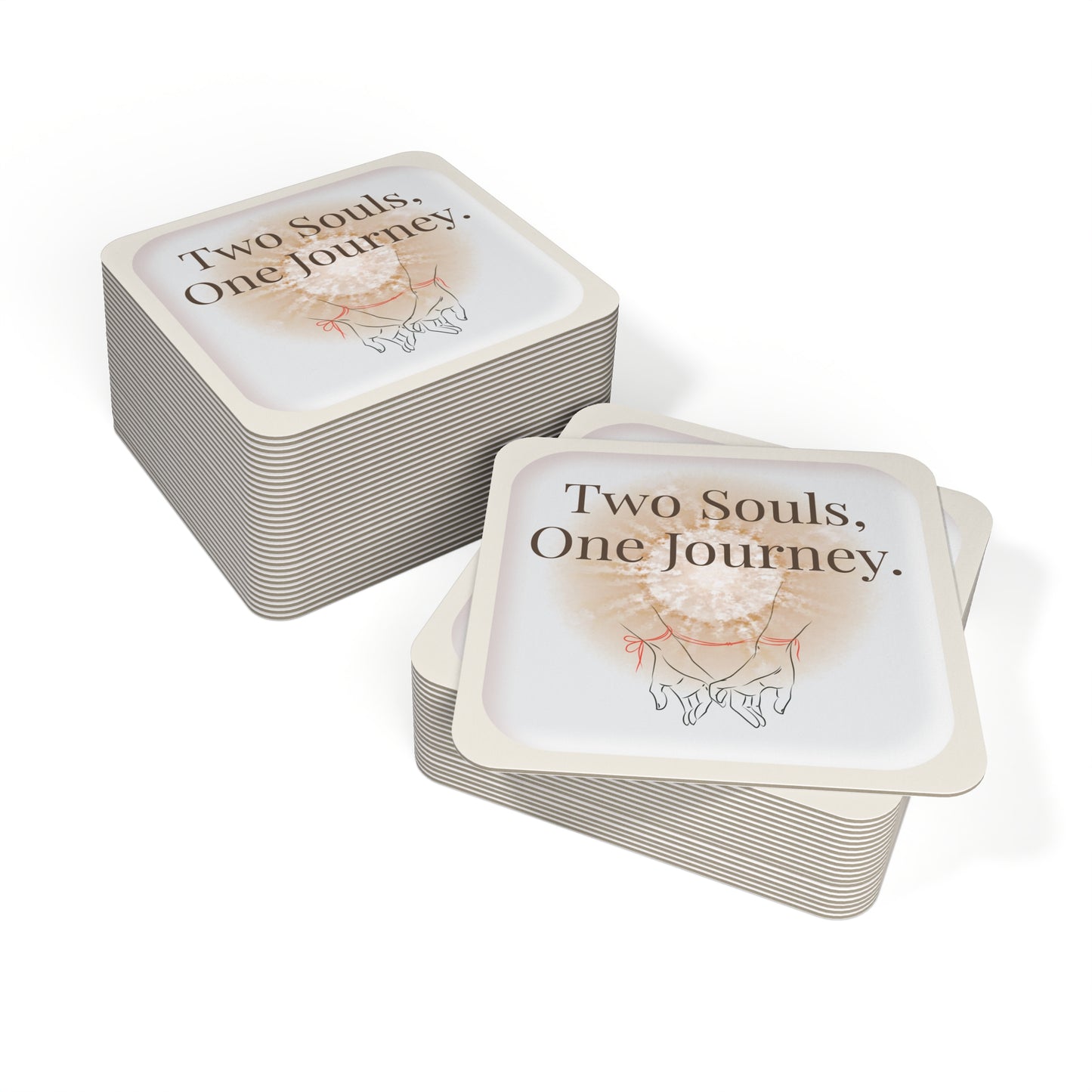 50 Pieces Romantic Coasters Set – Two Souls, One Journey | Wedding & Anniversary Gift