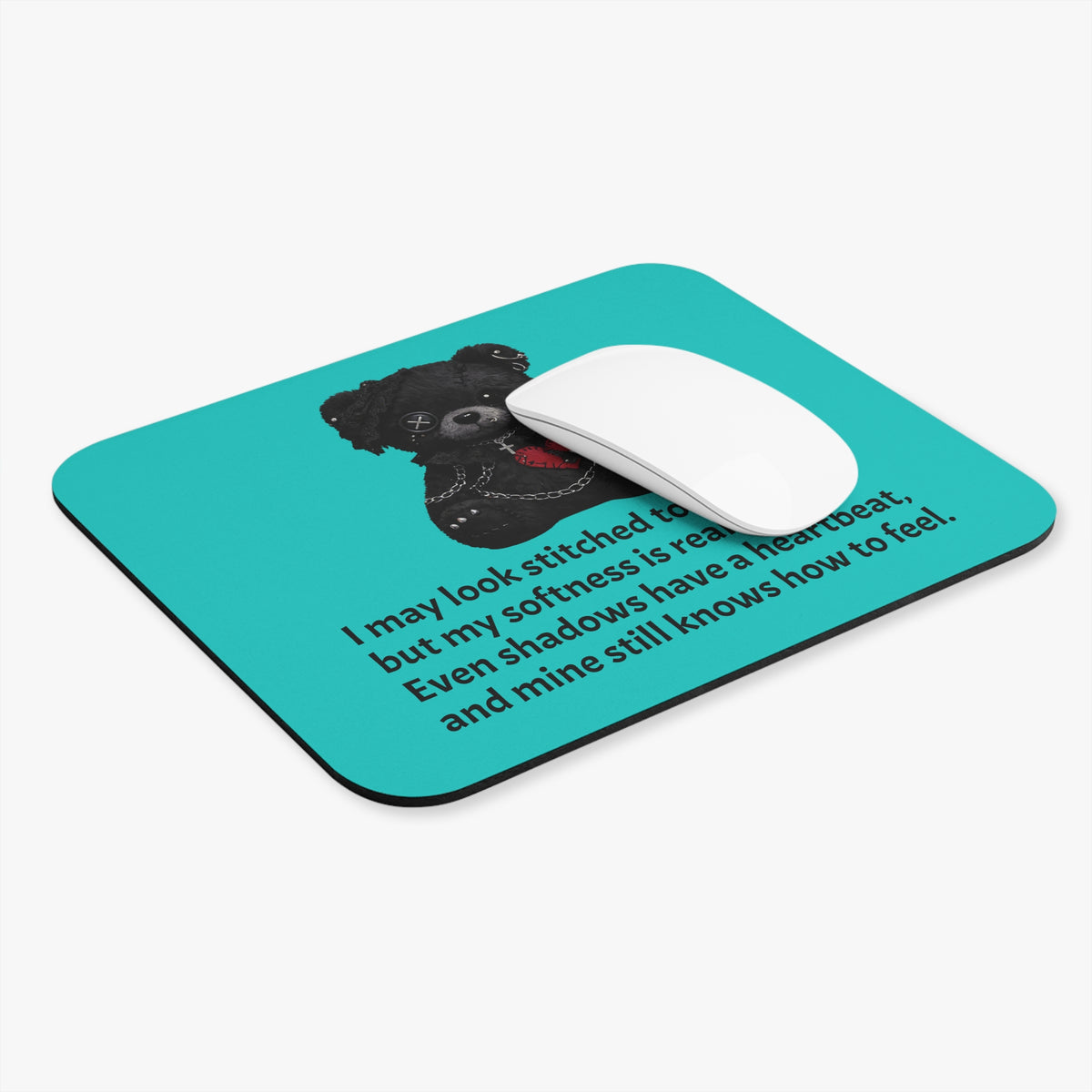 Stitched Softness — A Mouse Pad for Gentle Strength Teal Blue