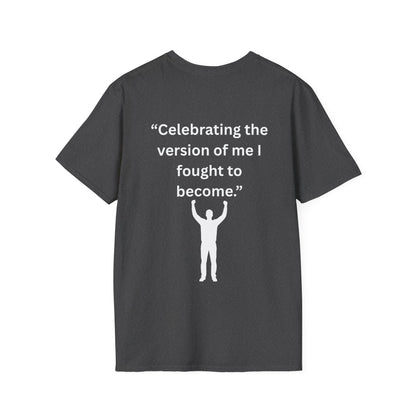 "Celebrating The Version of Me" — Empowered Man Unisex Softstyle Tee (White Print)
