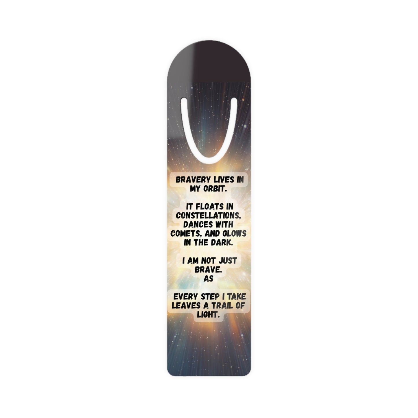 Bookmark with motivational quote on a starry night design