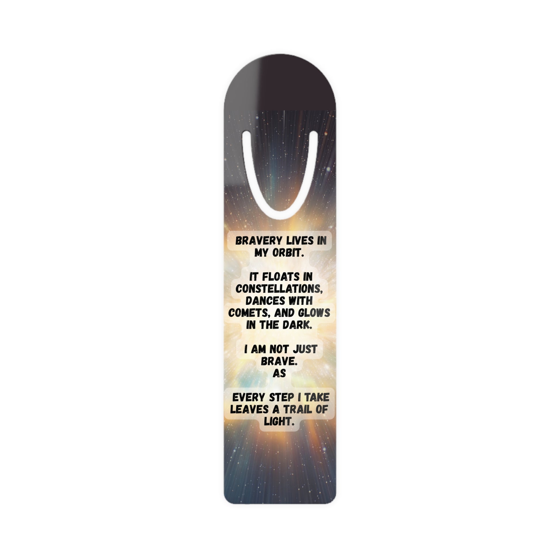 Bookmark with motivational quote on a starry night design
