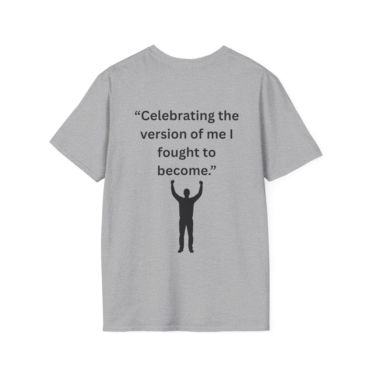 "Celebrating The Version of Me" — Empowered Man Unisex Softstyle Tee (Black Print)