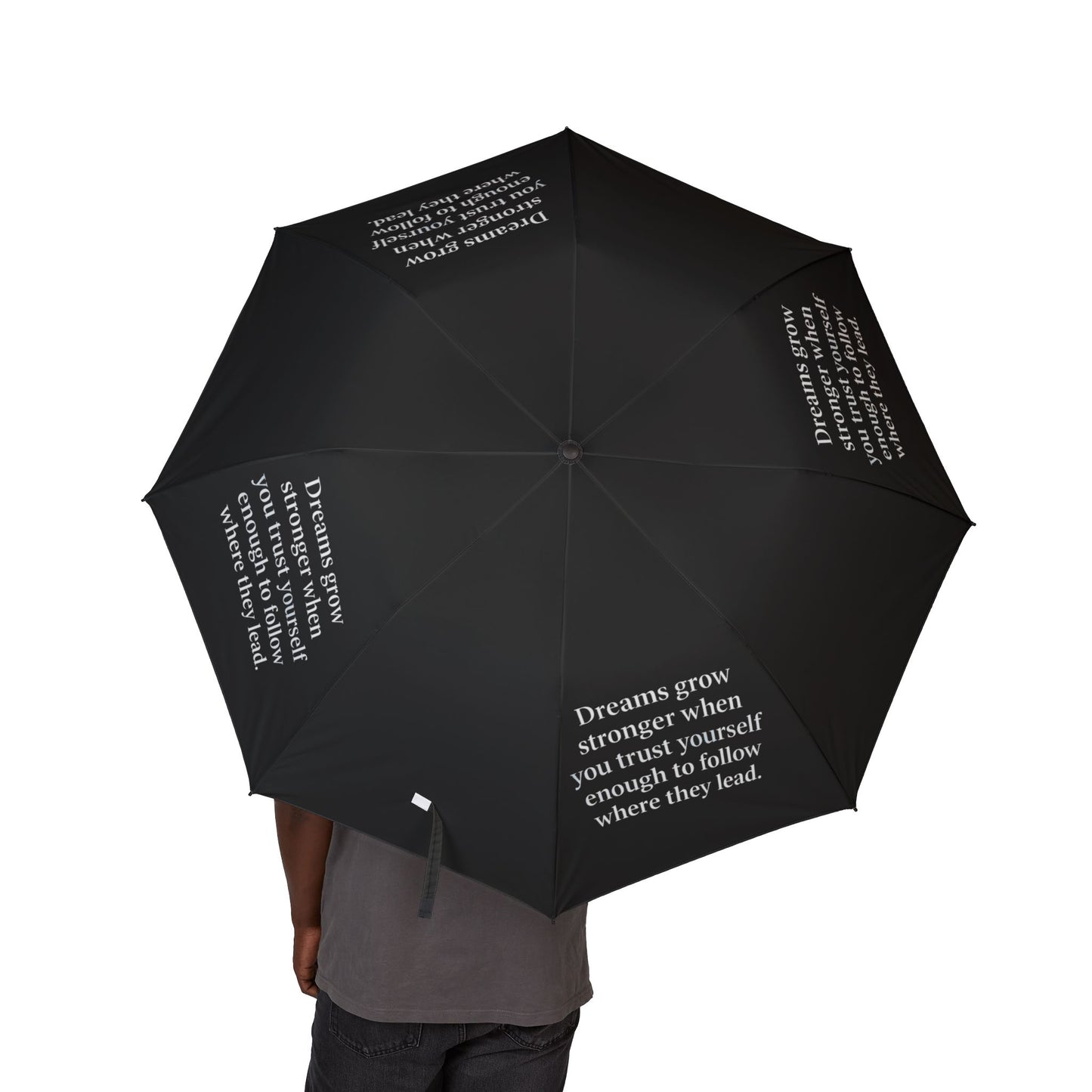 "Dreams Grow Stronger" — Black Semi-Automatic Foldable Umbrella