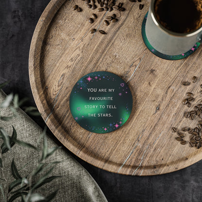 You Are My Favourite Story To Tell The Stars Coaster – Romantic Drink Coaster for Couples & Home Decor