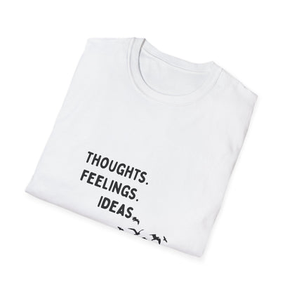 "Thoughts. Feelings. Ideas." — Unisex Softstyle T‑Shirt (Black Print)