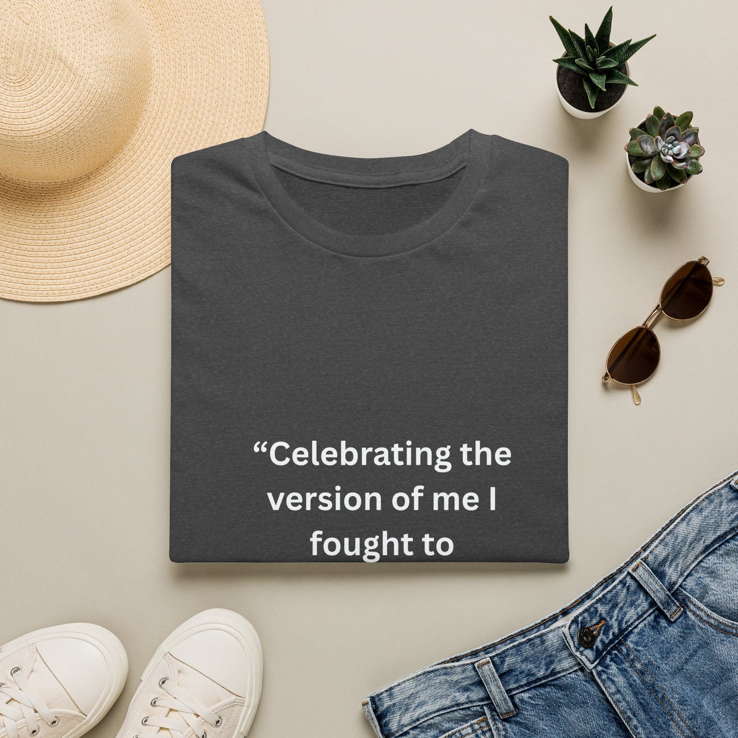 "Celebrating The Version of Me" — Empowered Woman Unisex Softstyle Tee (White Print)