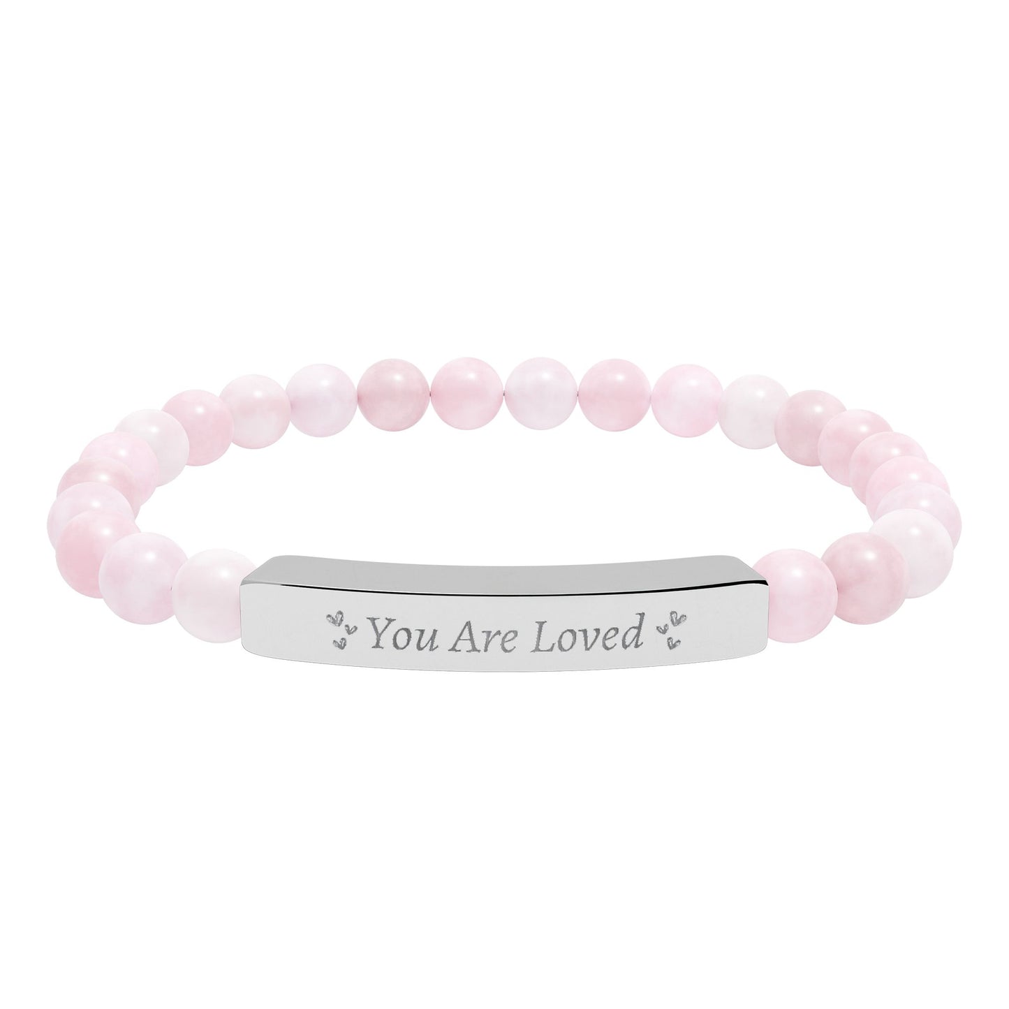 You Are Loved Natural Stone Bar Bracelet – Genuine Gemstone Stretch Jewelry Gift