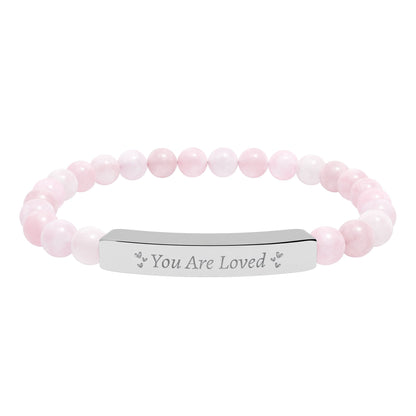You Are Loved Natural Stone Bar Bracelet – Genuine Gemstone Stretch Jewelry Gift