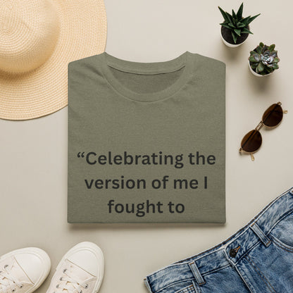 "Celebrating The Version of Me" — Empowered Man Unisex Softstyle Tee (Black Print)