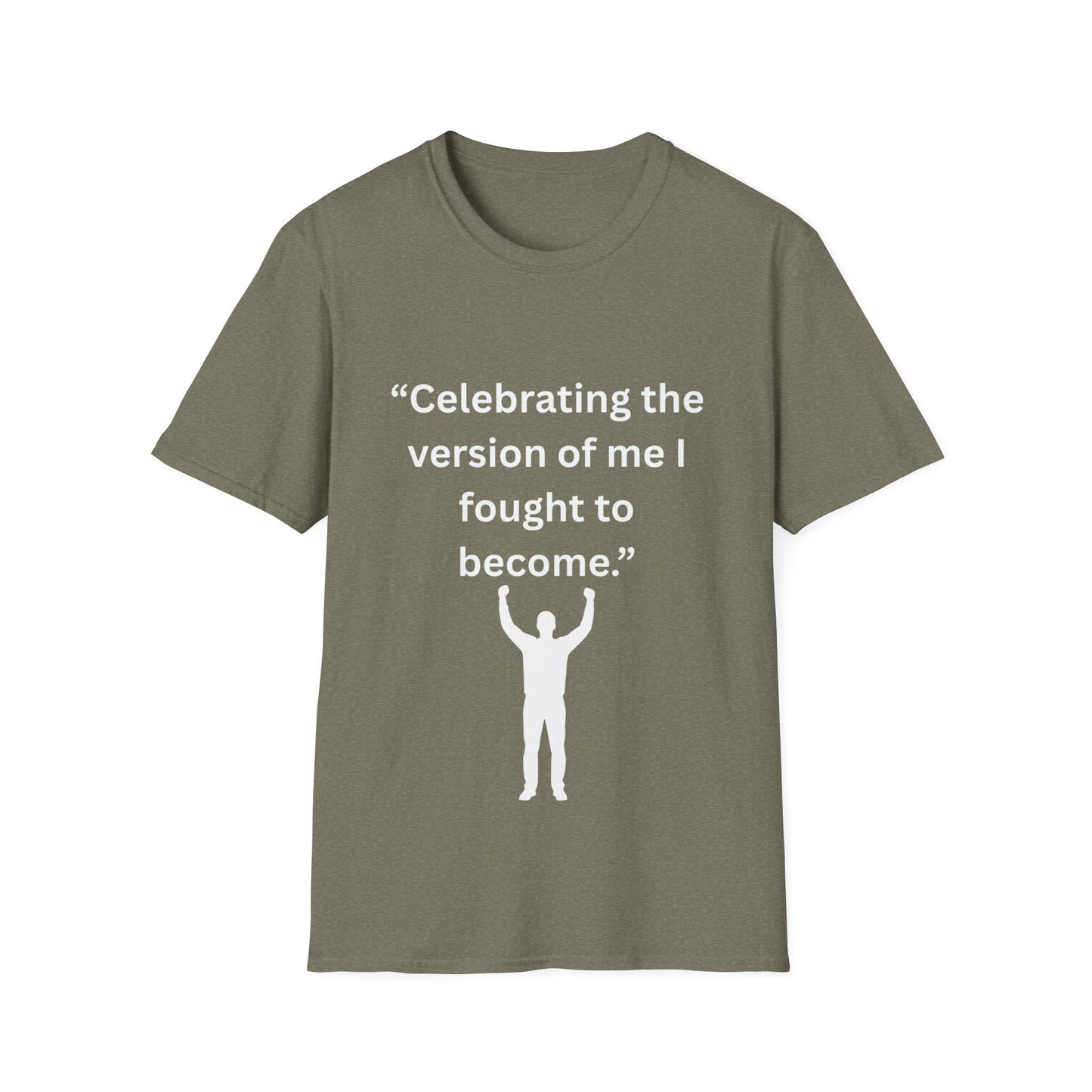 "Celebrating The Version of Me" — Empowered Man Unisex Softstyle Tee (White Print)