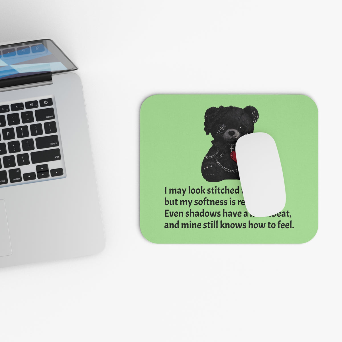 Stitched Softness — A Mouse Pad for Gentle Strength Light Green