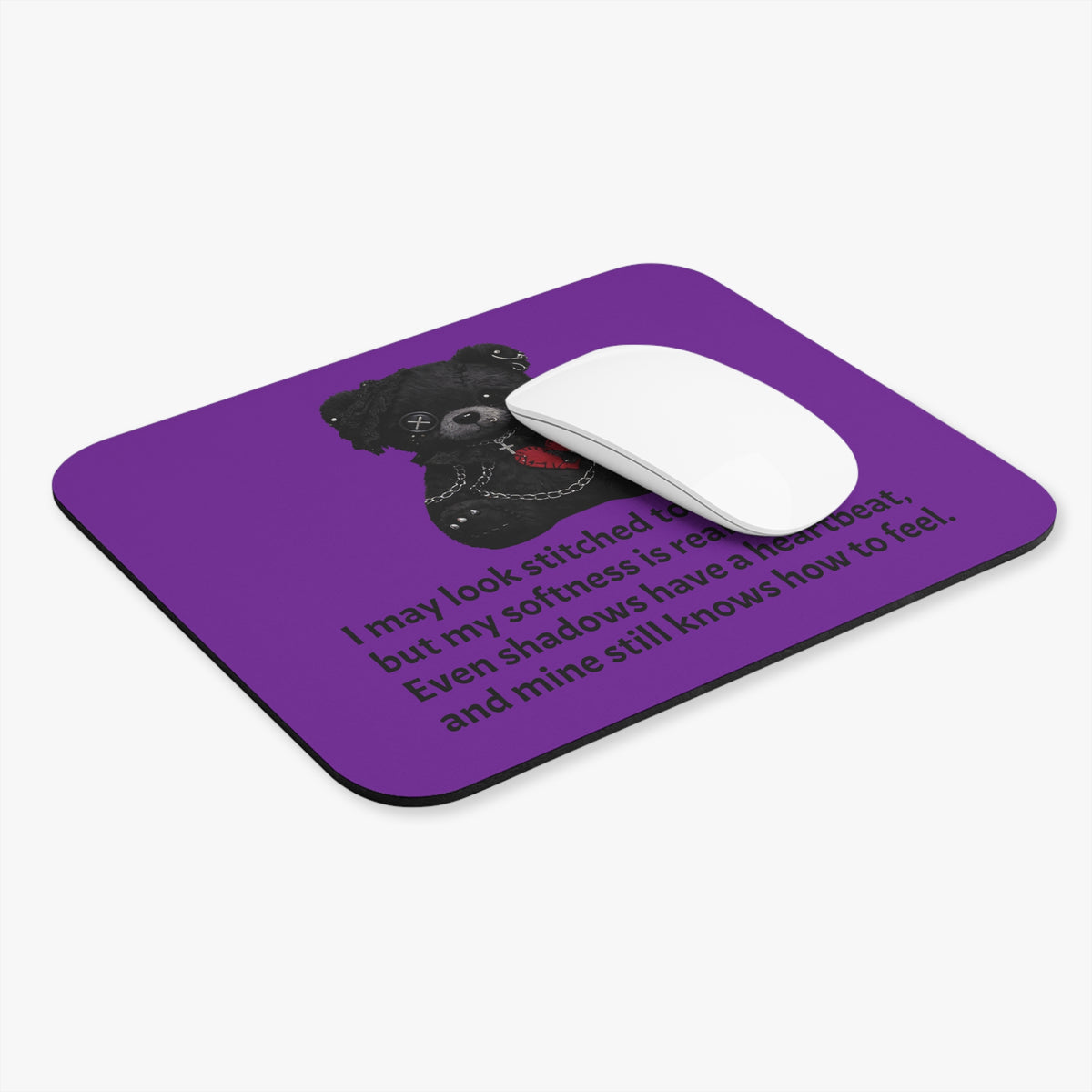 Stitched Softness — A Mouse Pad for Gentle Strength Purple