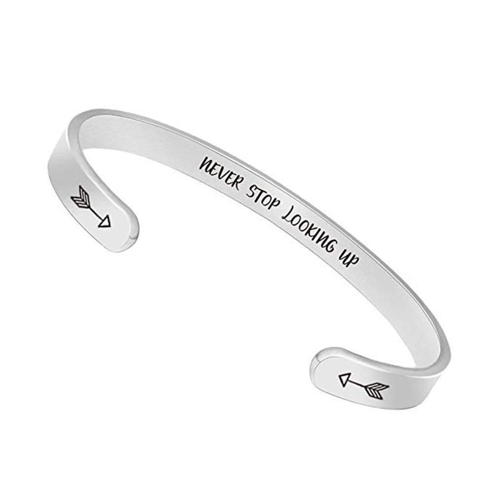 Motivational C-Shaped Titanium Steel Bracelet