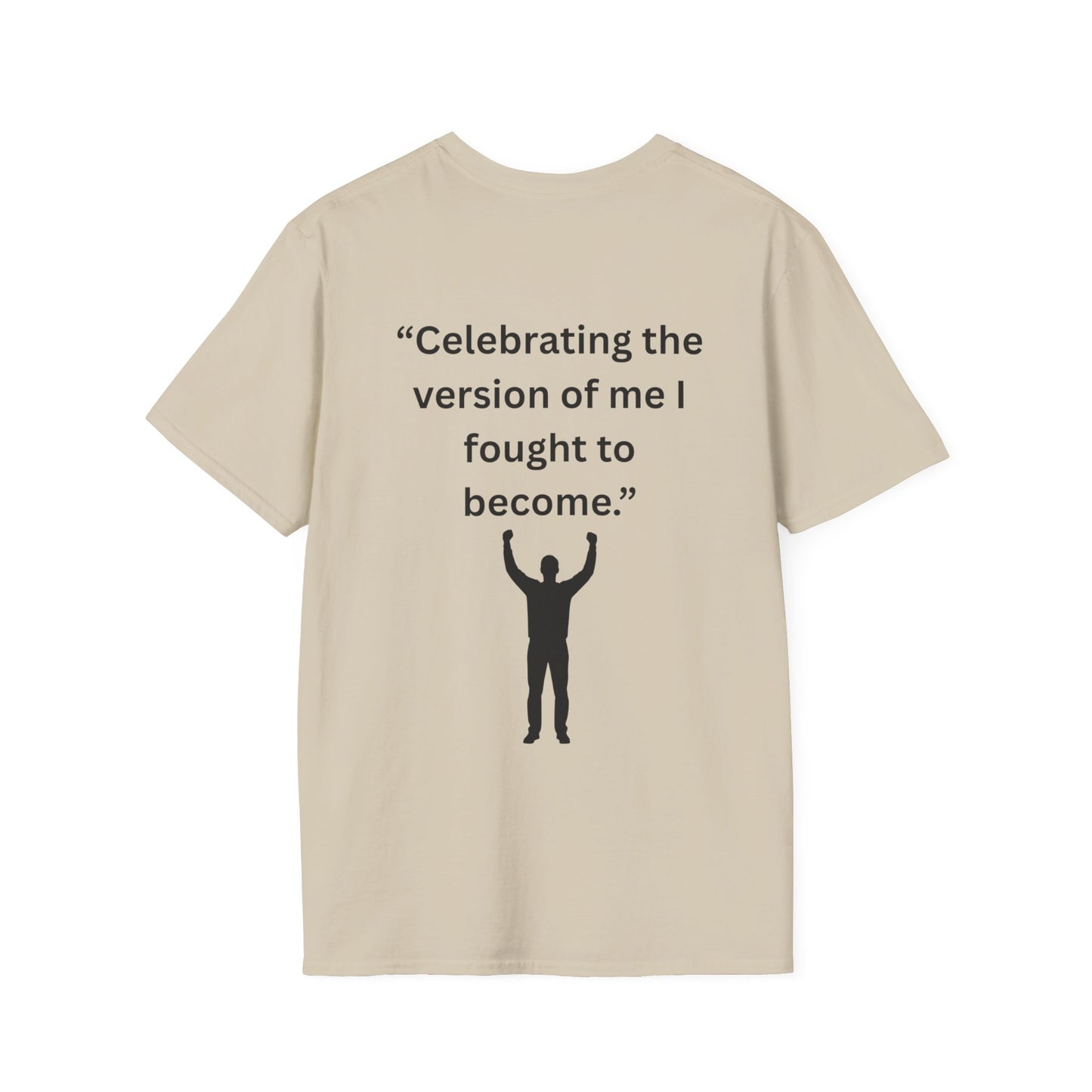 "Celebrating The Version of Me" — Empowered Man Unisex Softstyle Tee (Black Print)