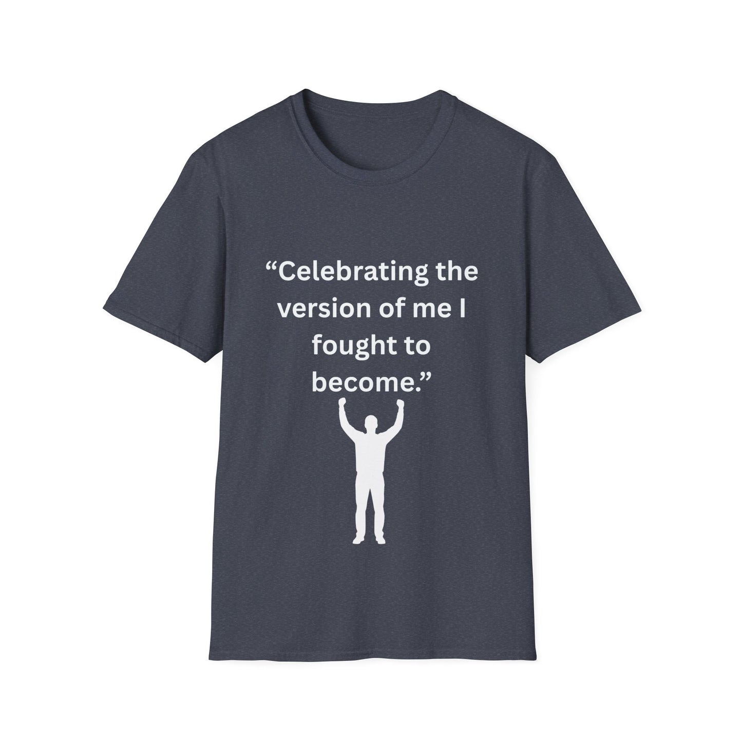 "Celebrating The Version of Me" — Empowered Man Unisex Softstyle Tee (White Print)