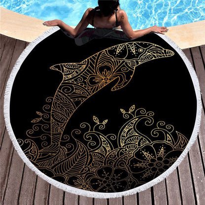 Elephant, Turtle, Owl, Fish Animal Beach Towel Mat